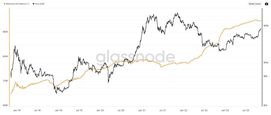 比特币单月暴涨40%！持有逾100万没有BTC地址数暴增3倍