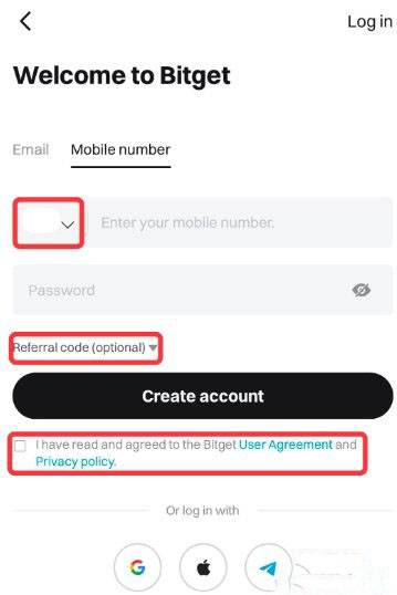 Bitget手机号注册页面