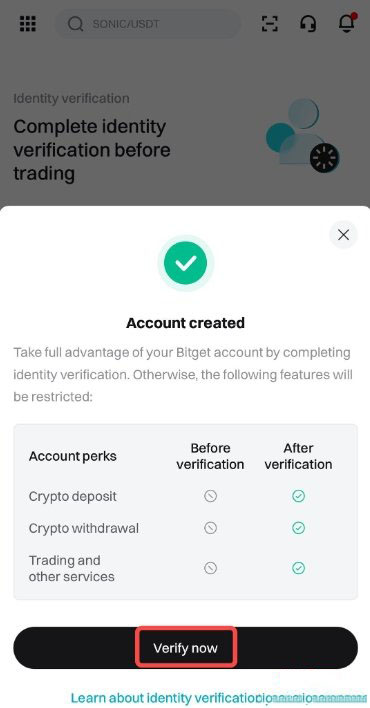 Bitget App身份认证提示